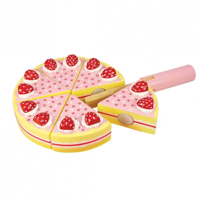 Bigjigs Toys Drveni kolač s jagodama za rezanje