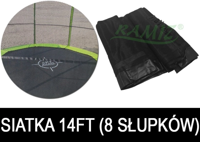 Zaštitna mreža za vrtni trampolin 427 cm 14FT, 8 tunela za stupove – crna