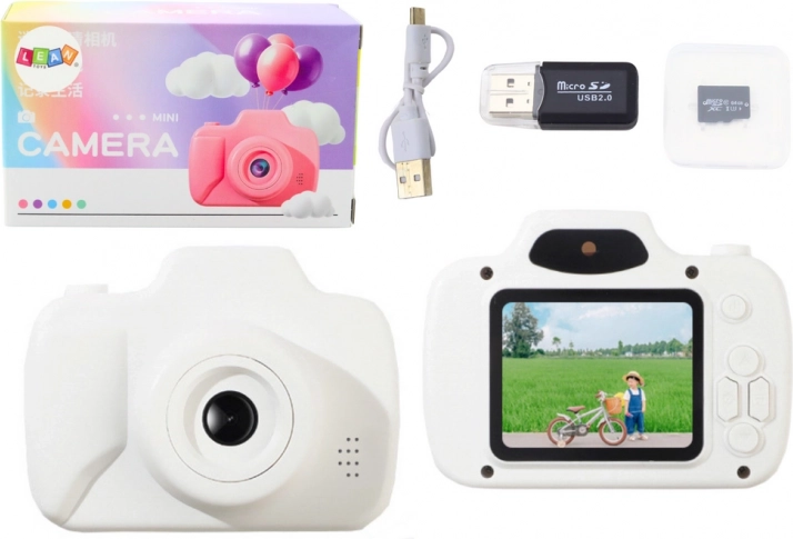 Dječji fotoaparat Snimanje fotografija Igranje Memorijska kartica 64GB bijela