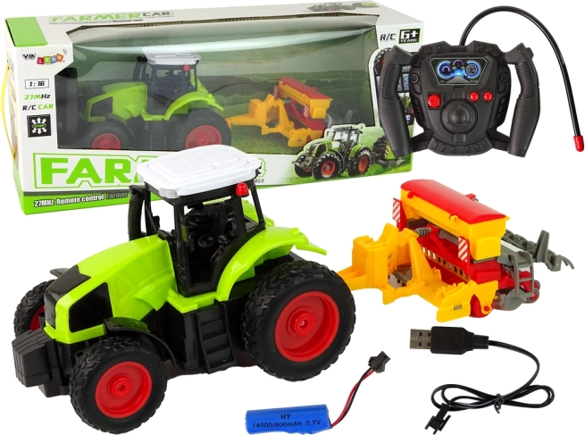 Dječji RC traktor s balirkom 1:16 zeleni