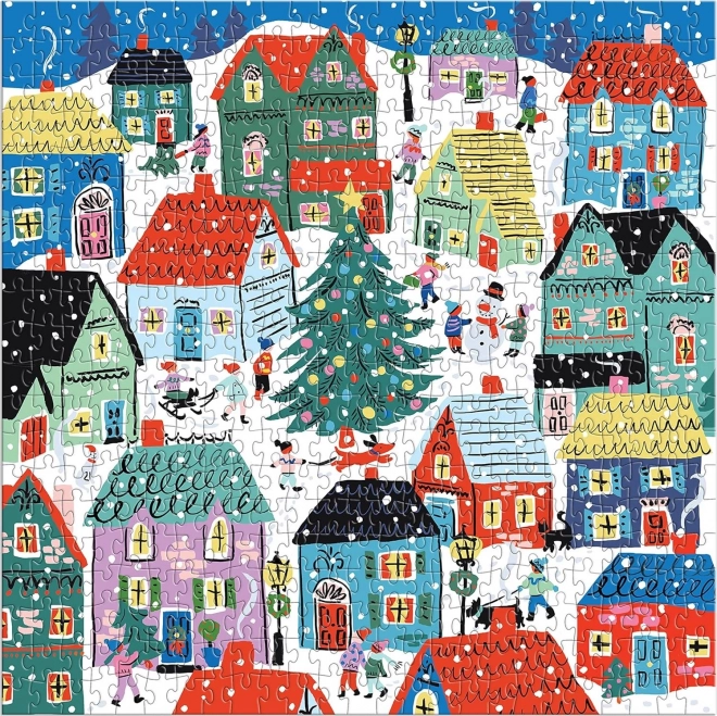 Četverokutne puzzle Božić u selu 500 dijelova