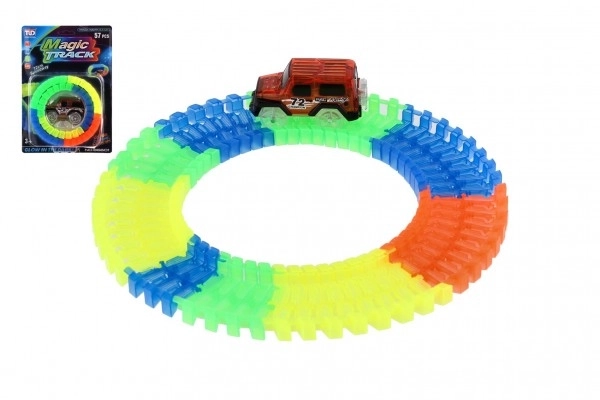 Svjetleća staza + auto na baterije plastika 57 kom dužina 72cm na kartici 17x24x7cm