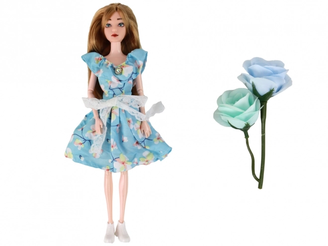 Emily Baby Doll Proljetna duga kosa Plava haljina Cvijet