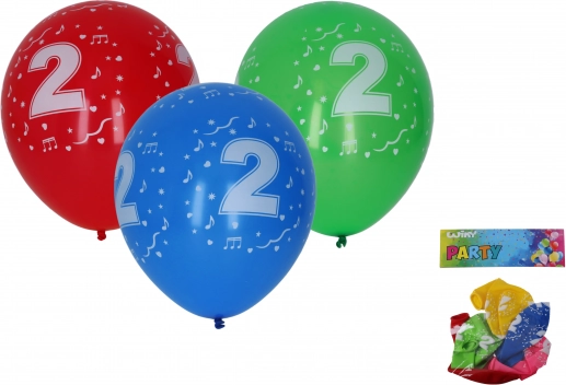 Napuhávajući baloni 30 cm s brojem 2 – set 5 kom