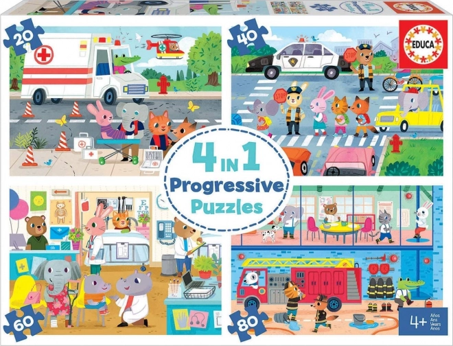 EDUCA Puzzle Junaci u akciji 4u1 (20,40,60,80 dijelova)
