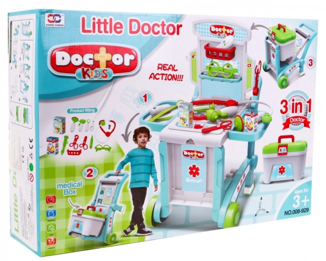 Prijenosni medicinski kabinet za djecu 3+ Kofer + stol + 2 vrste kolica + pribor