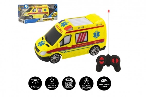 Auto RC ambulantna plast 20cm s daljinskim upravljanjem 27MHz na baterije sa svjetlom u kutiji 28x13x11cm