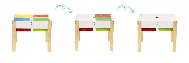 ECOTOYS Dječji drveni stol s pločom za igru i dvije stolice