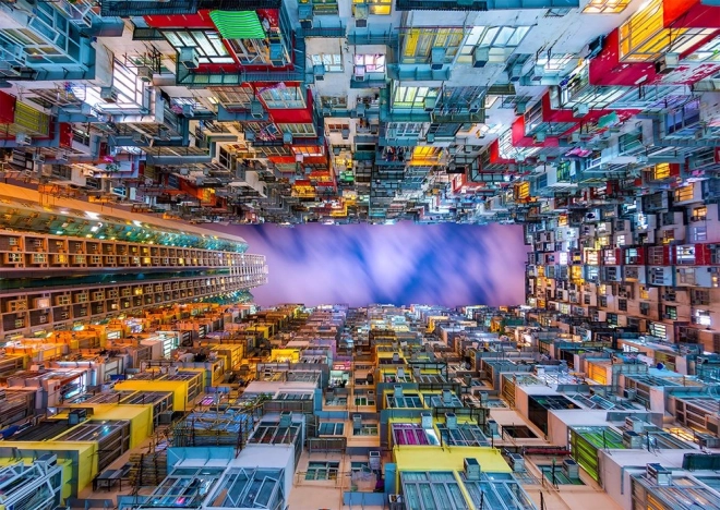 Enjoy puzzle Šareni stambeni neboder Hong Kong 1000 dijelova