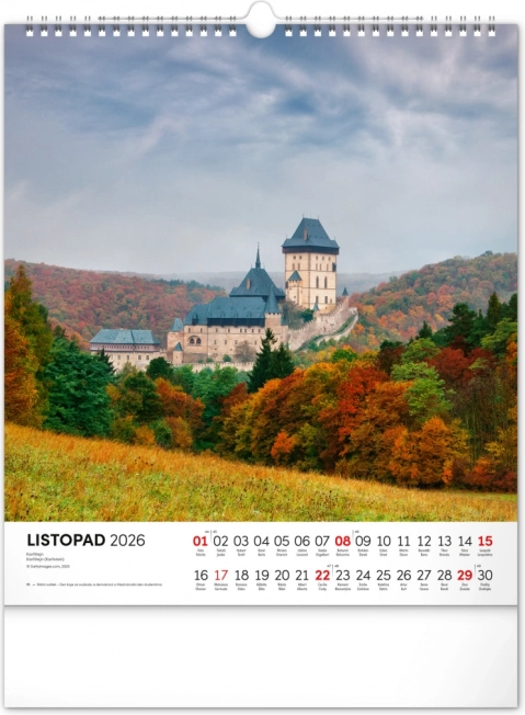 Zidni kalendar Češka republika 2026