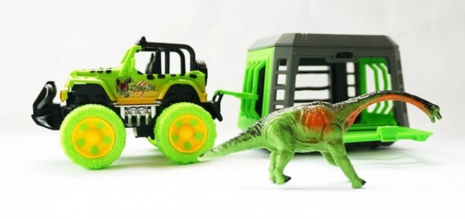 Jeep s prikolicom i dinosaurom