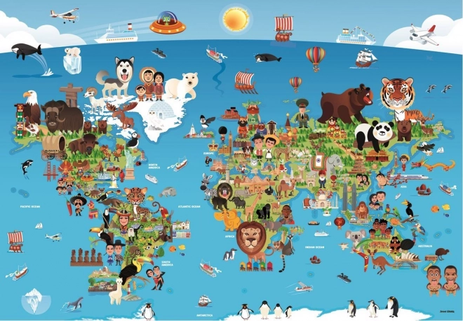 Puzzle ANATOLIAN crtana karta svijeta 260 dijelova