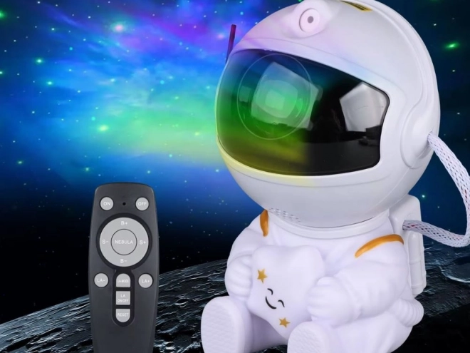 Zvjezdani projektor sjedeći astronaut s daljinskim upravljačem