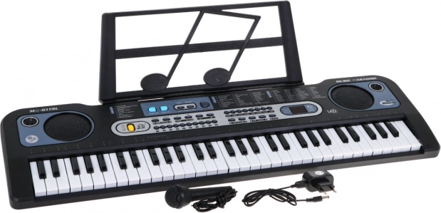 Dječji klavijaturni instrument s osvijetljenim tipkama, 61 tipka, mikrofon i stalak za note