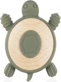 Silikonska drvena grickalica Turtle, šumski zeleni