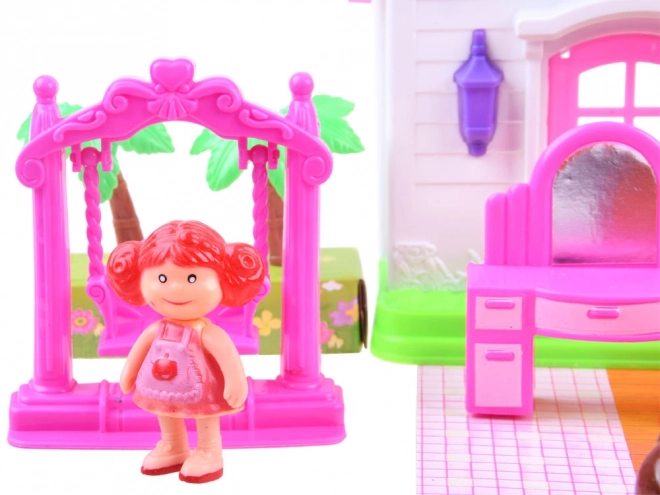 Folding family house with furniture and dolls