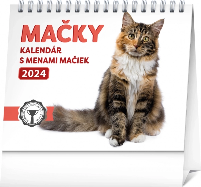 Stolni kalendar Mačke – s imenima mačaka 2024, 16,5 × 13 cm