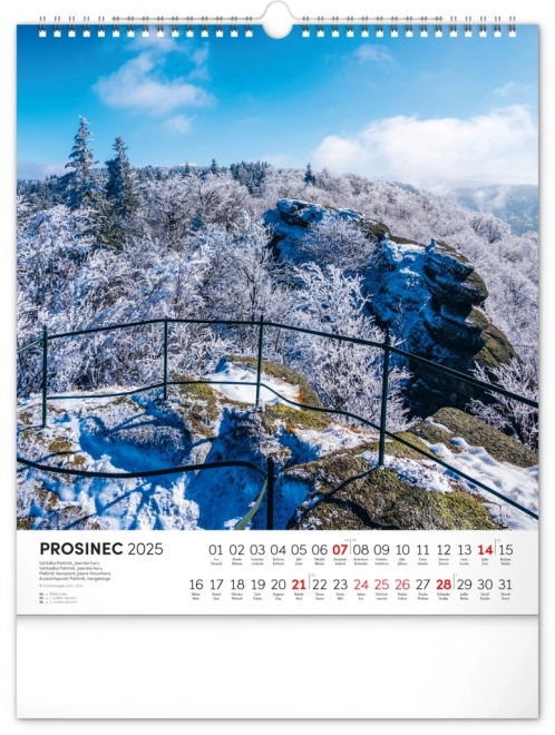 NOTIQUE Zidni kalendar Šetnje kroz češki krajolik 2025, 30 x 34 cm