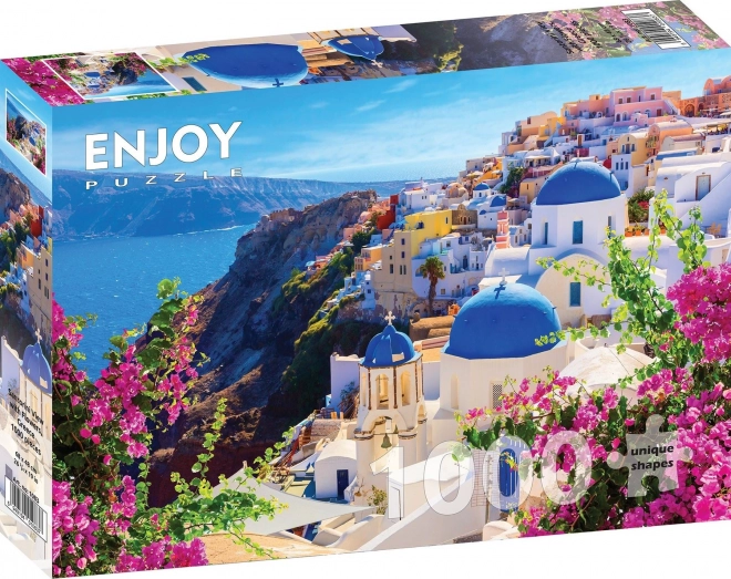 Puzzle Santorini s cvijećem, Grčka 1000 dijelova