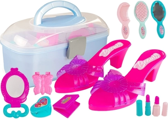 Koferić s beauty dodacima za male princeže – šlape, vikleri i perlice