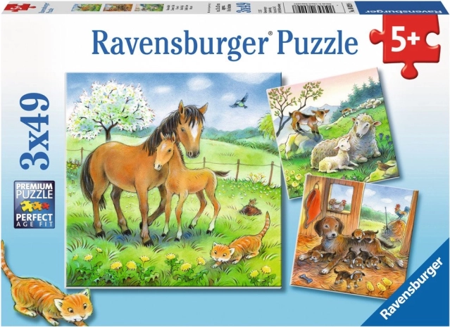 RAVENSBURGER puzzle – životinjsko maženje, 3×49 dijelova