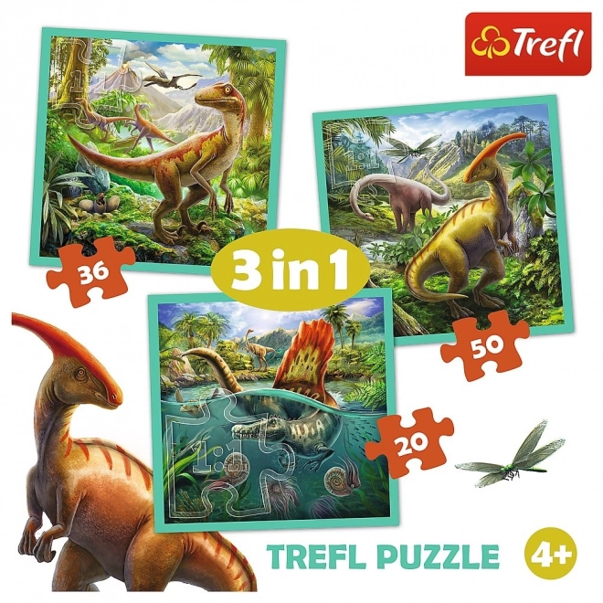 Puzzle 3u1 Svijet Dinosaura 20x19,5cm u kutiji 28x28x6cm