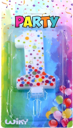 Party svijeća broj 1 s točkicama