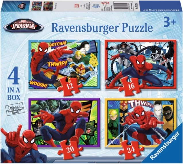 Dječje puzzle Disney Spider-Man 4u1 – 12, 16, 20 i 24 dijelova, 19×14 cm