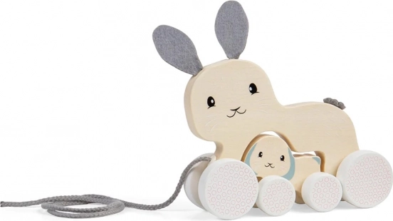 Drvena igračka na povlačenje zeko s mladuncem BIGJIGS TOYS