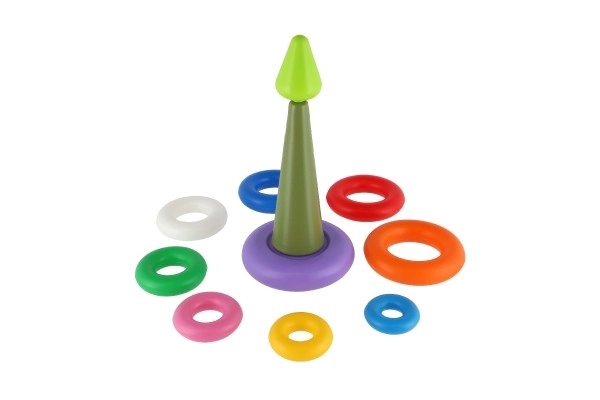 Slagalica piramida s prstenovima plastika 2 boje u mreži 15x31cm 12m+