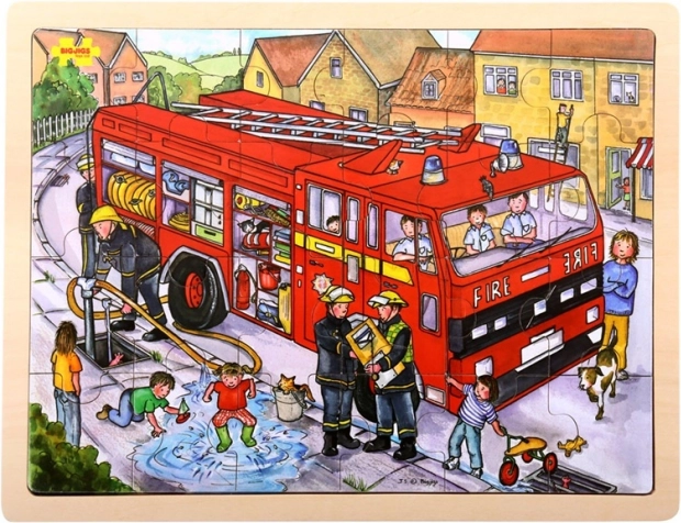 Bigjigs Toys drvene puzzle Vatrogasci 24 dijelova