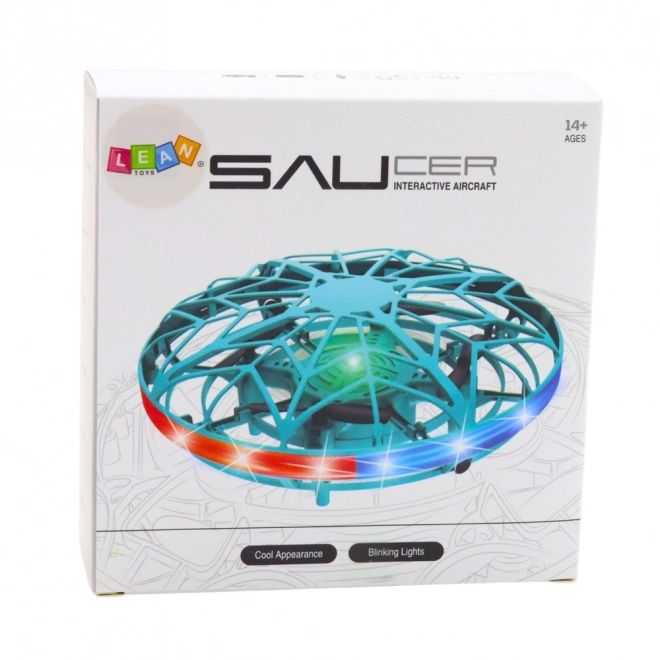 Dron UFO upravljan rukom s LED svjetlima tirkizni