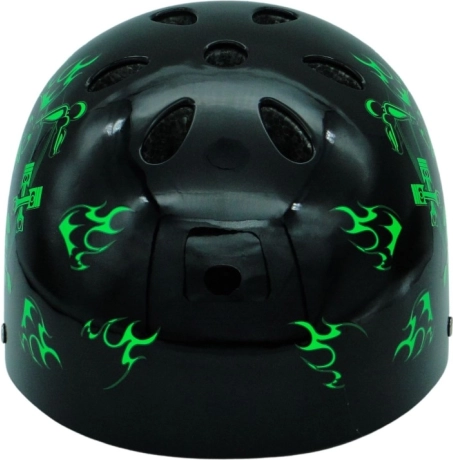 Kaciga za bicikl i skate s lubanjom crno-zelena M (55–58 cm)
