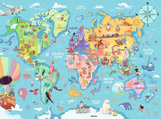 Puzzle Karta svijeta XXL 100 dijelova