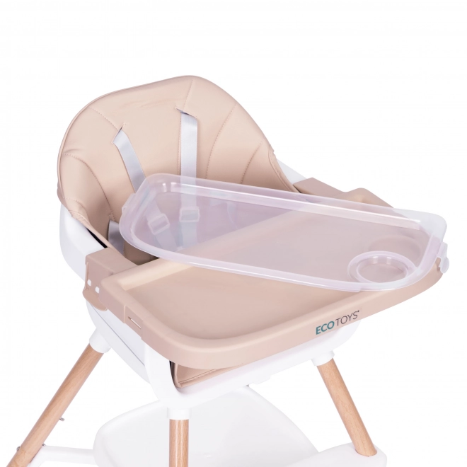 Dječja stolica za hranjenje 2u1 bež Eco Toys