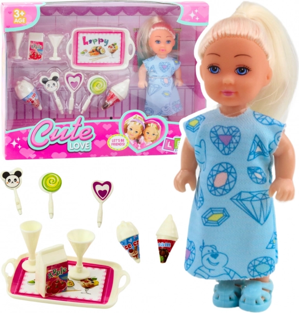 Set Mini lutkica Slatki dodaci Plava haljina