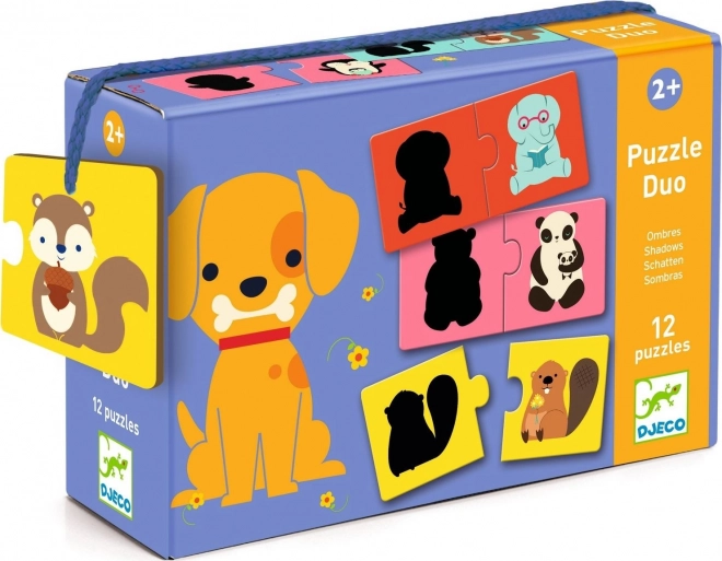 Djeco puzzle Životinjske sjene 12×2 dijela