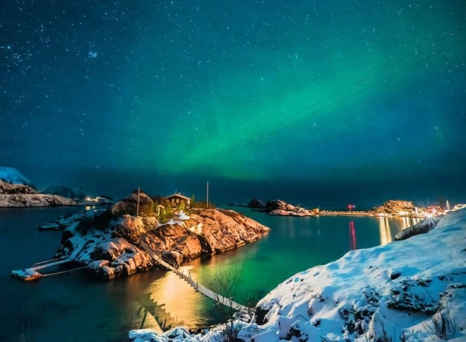 Puzzle 500 dijelova Polarna svjetlost nad Bergsfjordom