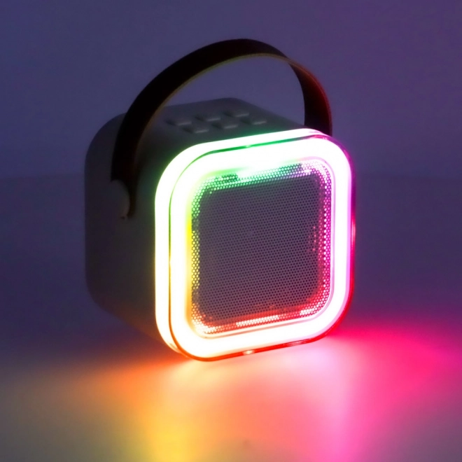 Karaoke set 2 mikrofona + prijenosni zvučnik BLUETOOTH USB LED bež boja