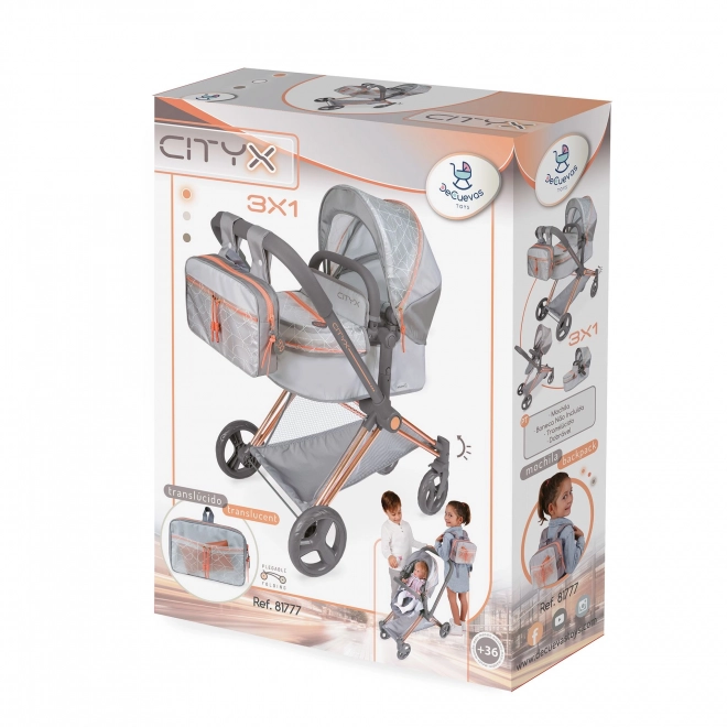 DeCuevas 81777 Sklopiva kolica za lutke 3 u 1 s ruksakom CITY X 2024 - 73 cm