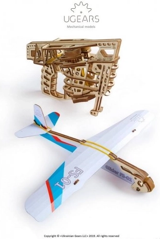 Ugears 3D drveni mehanički puzzle – lansirni avion