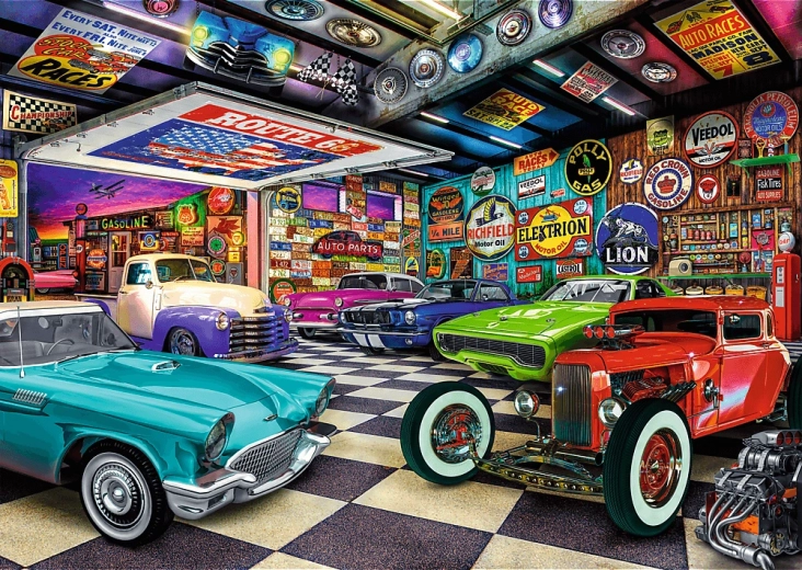 Trefl Puzzle Premium Plus Tea Time: garaža kolekcionara automobila 1000 dijelova