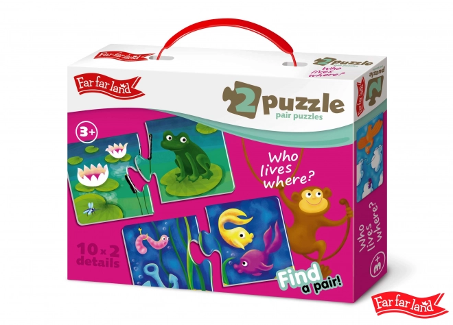 Puzzle Uparivanje kućica životinja Daleka Daleka Zemlja - 10 slika