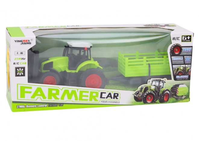 RC traktor na daljinsko upravljanje s prikolicom 1:16 zeleni
