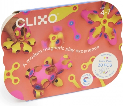Magnetički blokovi Clixo Crew pakiranje, ružičasta i žuta