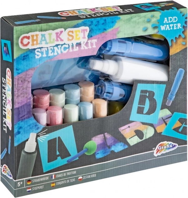 Set kreda i šablona za kreativno crtanje