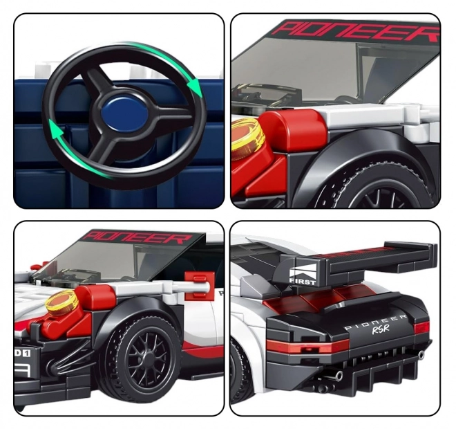349el Set kockica sportskih automobila. Bijela