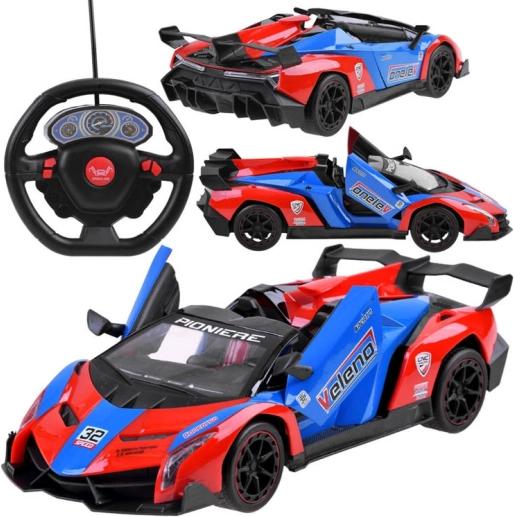Sportski RC automobil s otvarajućim vratima i upravljačem na 27 MHz – Crvena
