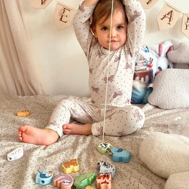 WOOPIE GREEN drvena navlačna zada ZOO Montessori 13 dijelova