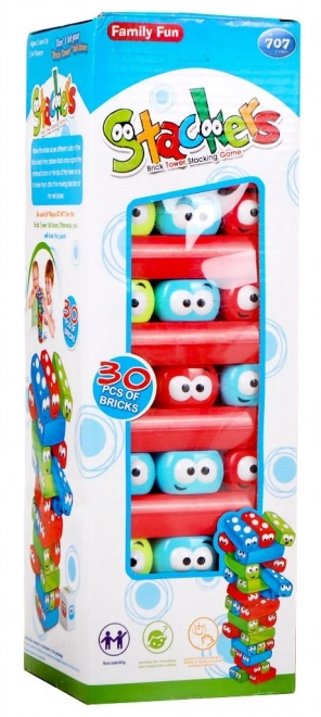 Igra Jenga Junior za djecu 3+ Toranj od pravokutnih blokova + šarene grede + kockica